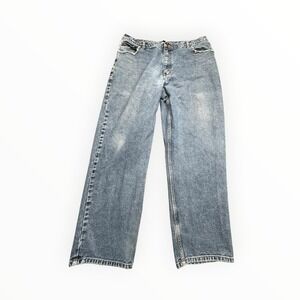 HS Jeans Mens 38x30 Blue Relaxed‎ Fit Wide Leg Light Wash Denim Pants Distressed